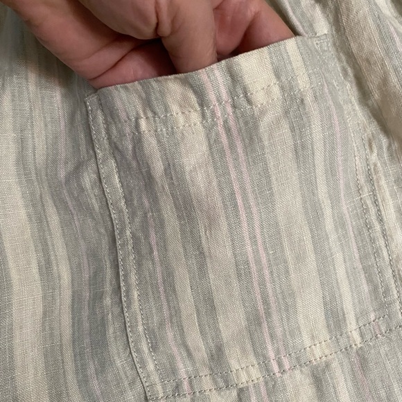 ANTHROPOLOGIE Beachy Linen Short Striped Pull on Drawstring women size Small - Picture 14 of 16